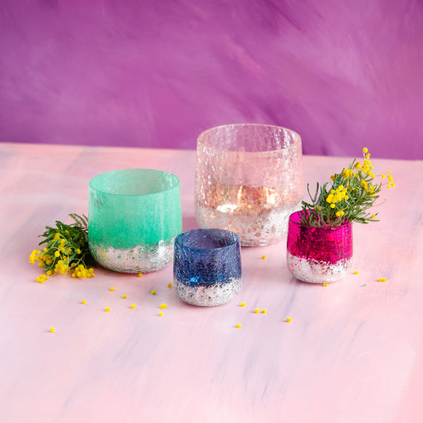 Silver Crackle Candle Holder, Set of 4 Glitterville Studios