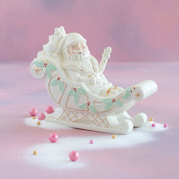 Papa Noel with Sleigh, Ceramic - Glitterville Studios, LLC