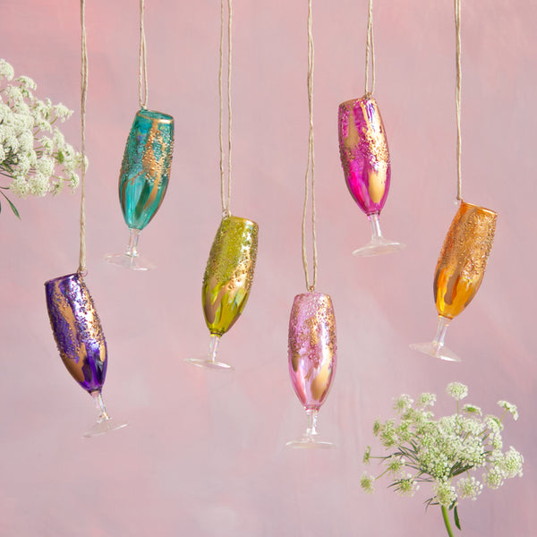 Stubbled Champagne Flute Ornament Glitterville Studios