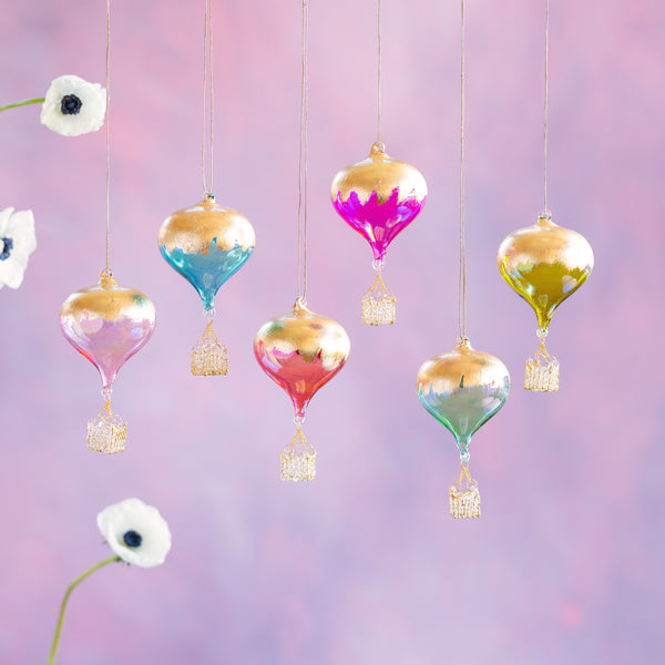 Gold Leaf Hot Air Balloon Ornament Glitterville Studios