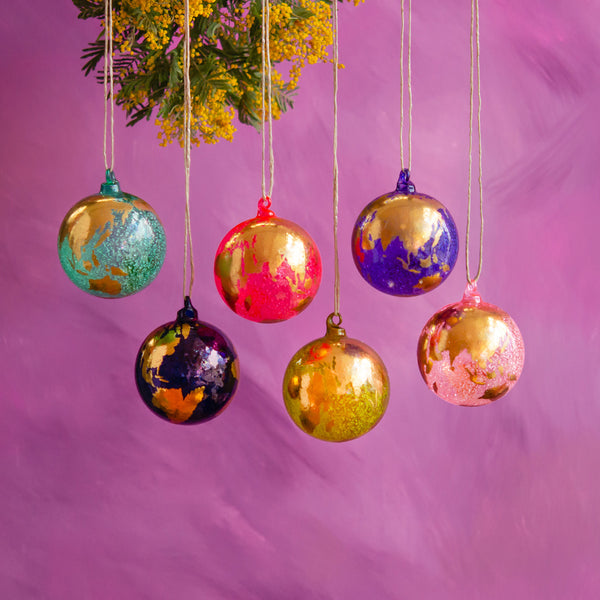 Hand Blown Glass Pastel Ornaments With Sea Coral And Pearl