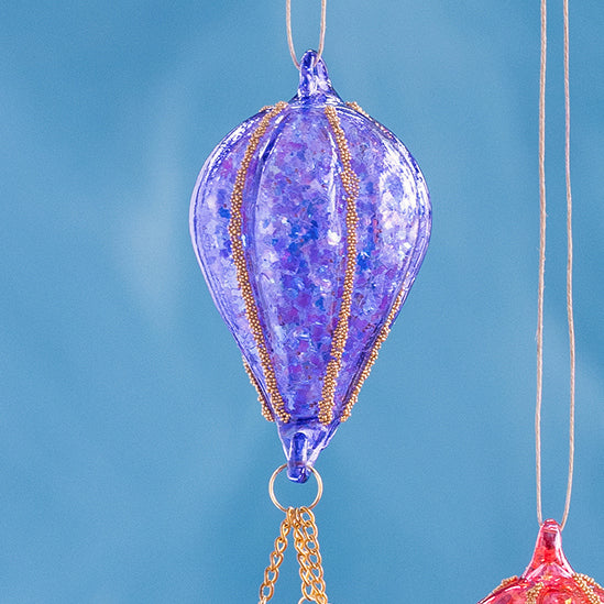 Small Rainbow Hot Air Balloon Ornament Glitterville Studios