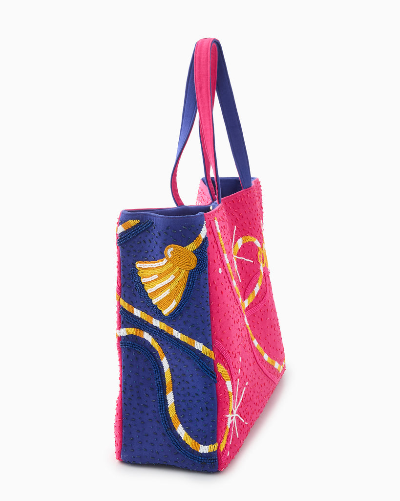 Glitterville x Oh My Mahjong! Beaded Dragon Tote