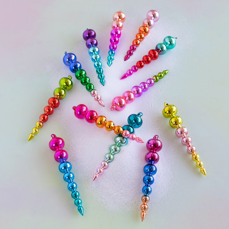 Rainbow Reflective Ombre Finial Ornament Set