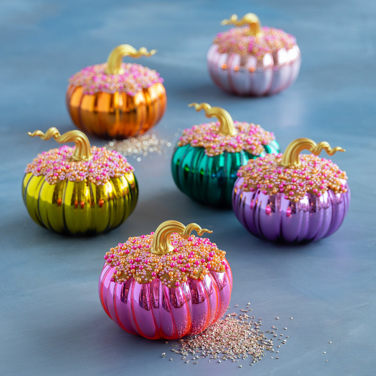 Fluted Pavé Glass Pumpkin Set, Small