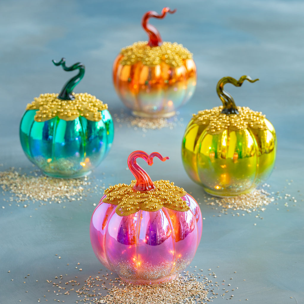 Lighted Pavé Pumpkin Set
