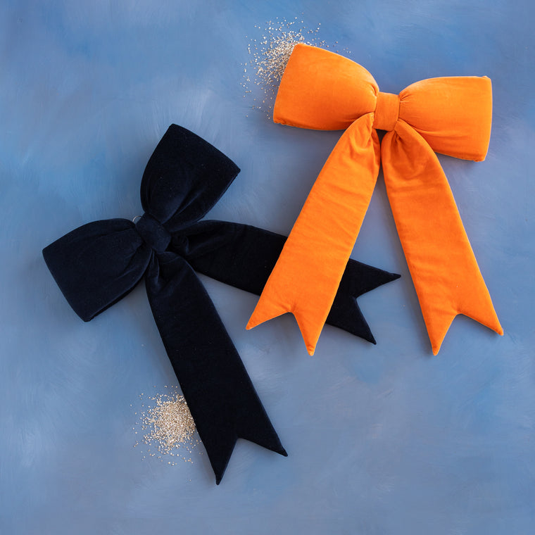 Black & Orange Plush Velvet Bow Set