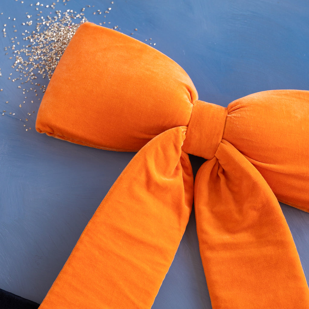 Black & Orange Plush Velvet Bow Set