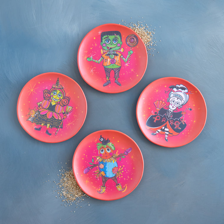 Spooky Kooks Halloween Salad Plate, Set of 4
