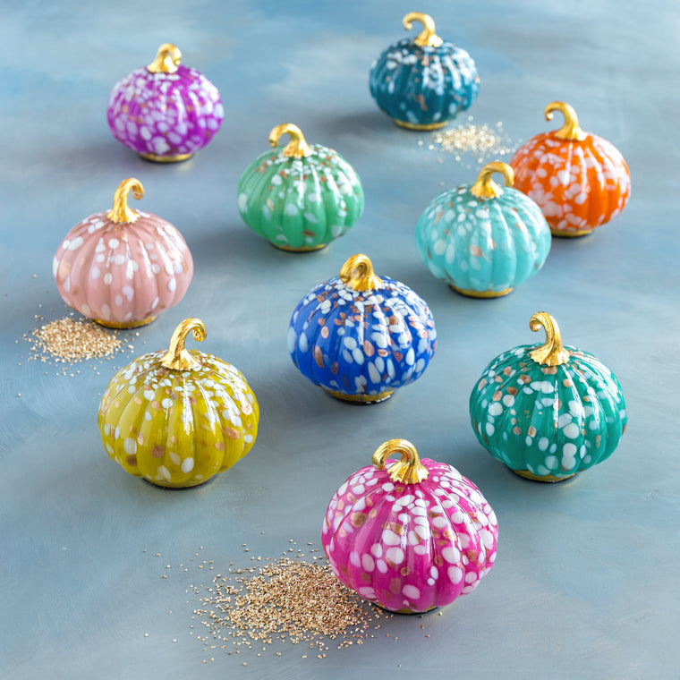 Glitter Gourd Glass Pumpkin Set