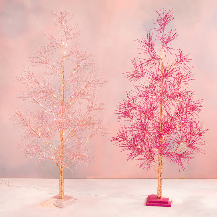 Pink Metallic Tree with Lights, Small