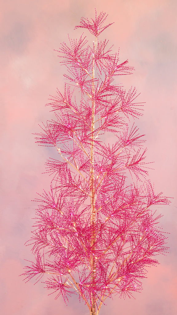 Pink Metallic Tree with Lights, Large