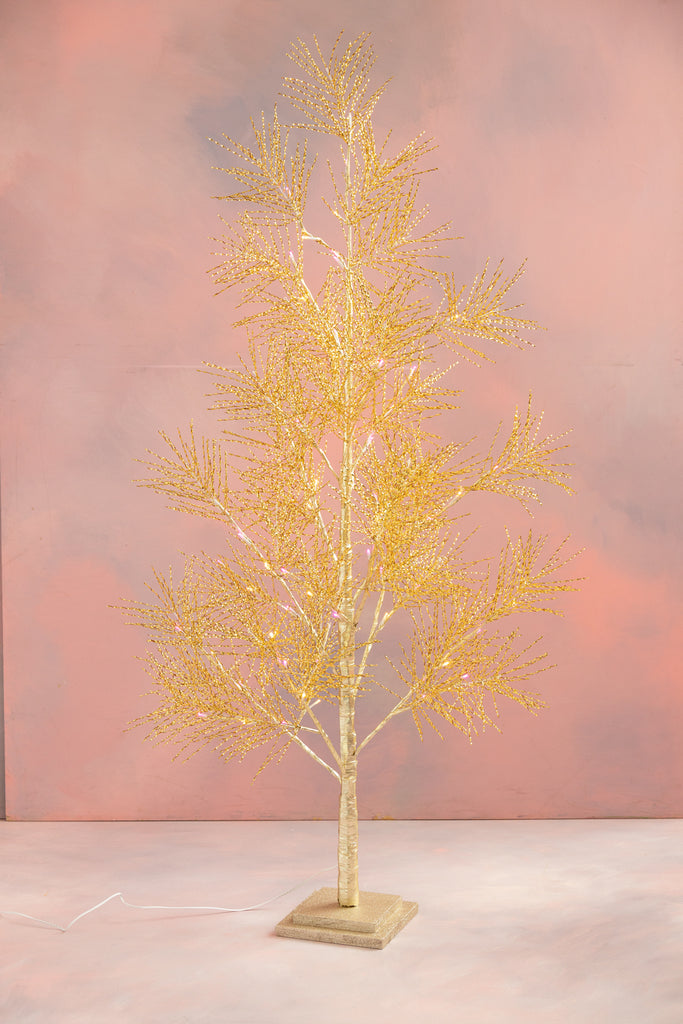 Gold Metallic Tree with Lights, Small