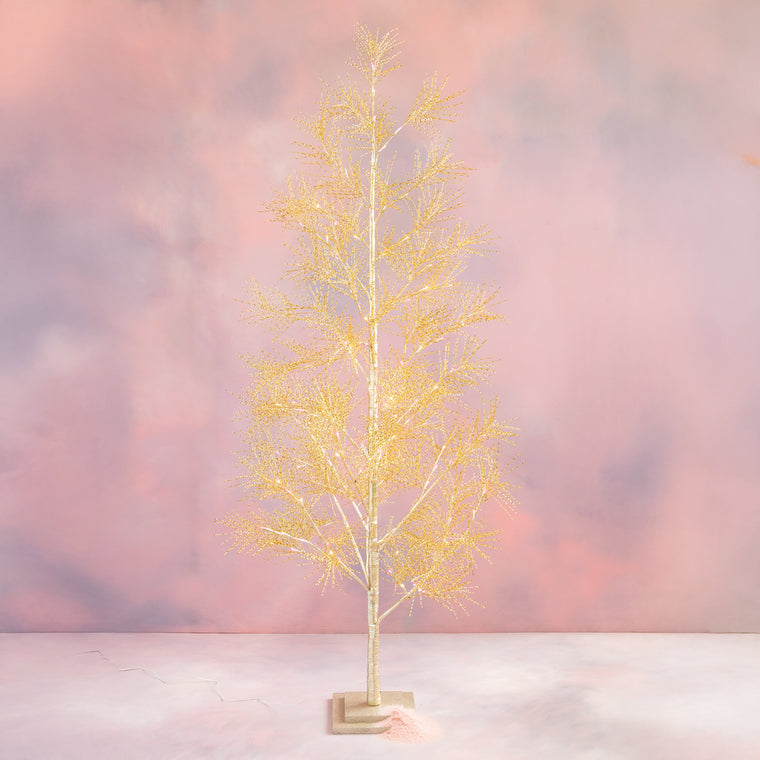 Gold Metallic Tree with Lights, Large