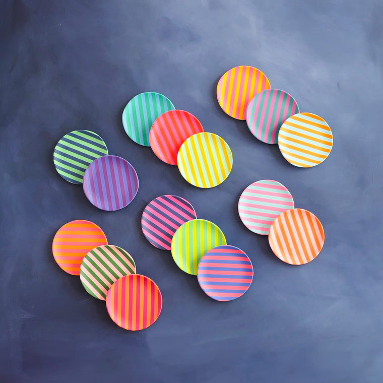 Supper Stripes Dessert Plate Set