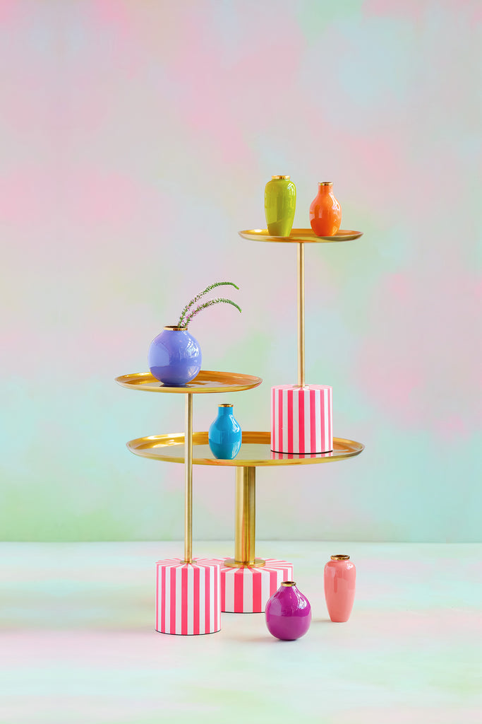 Medium Hot Pink & Brass Topsy Twirly Table