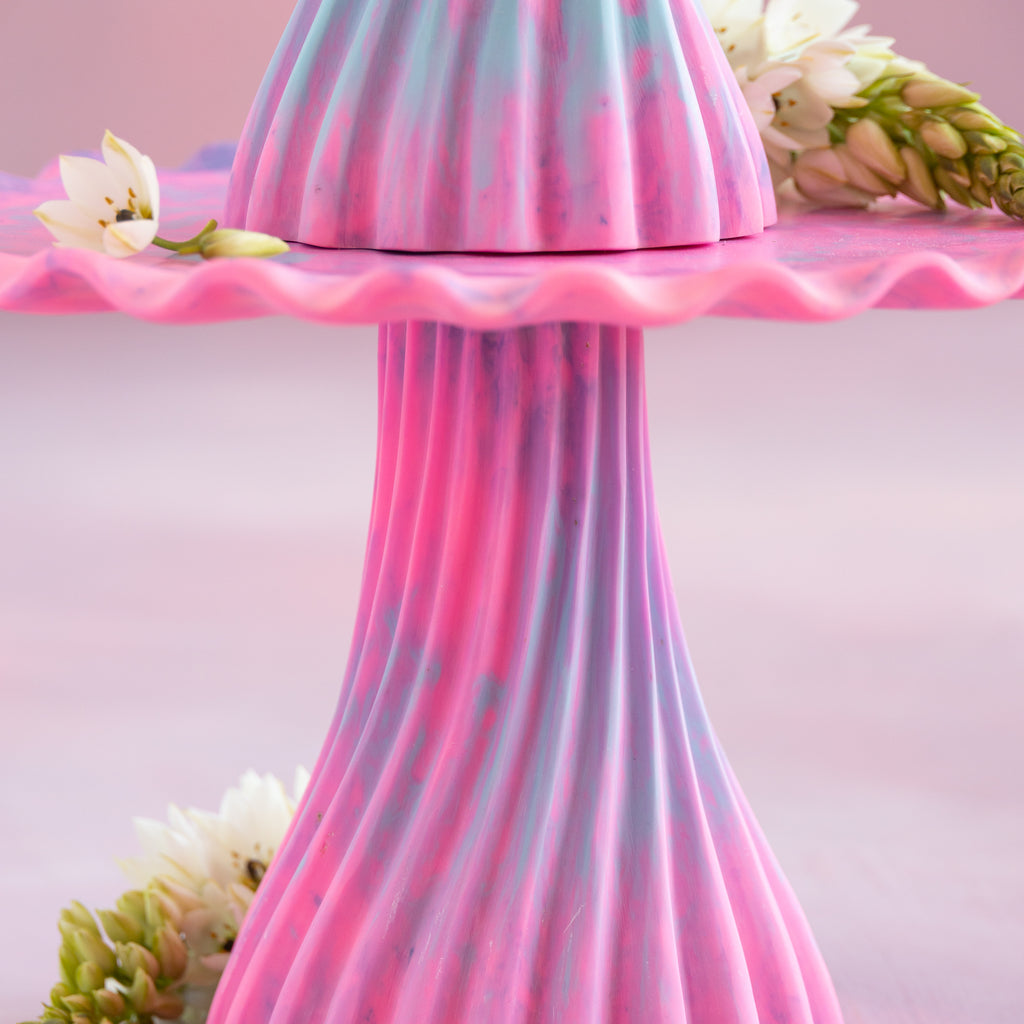 Velour Du Jour Ruffle Cake Plate Set, Neon
