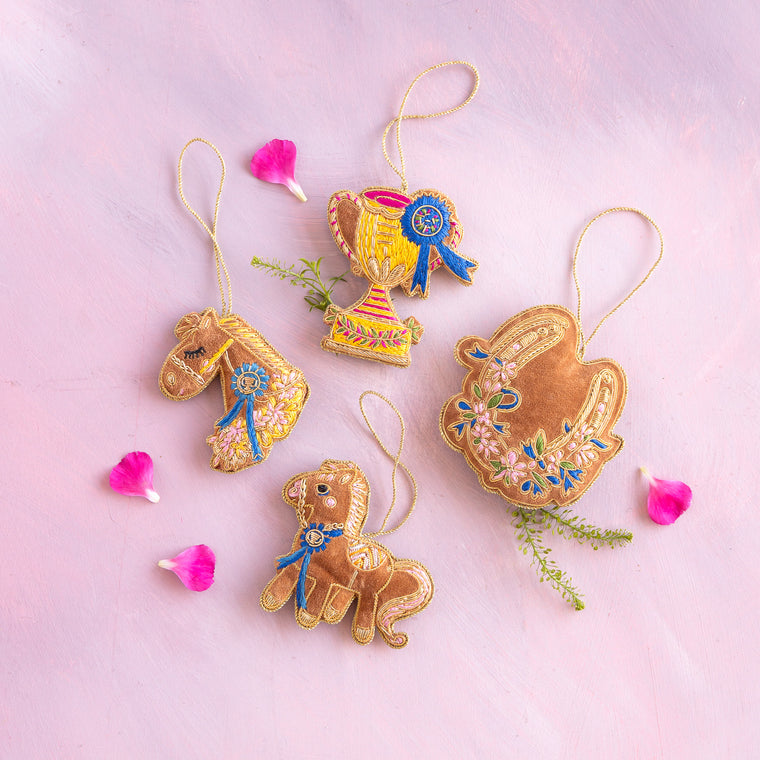 Glitter Gallop Stables Embroidered Ornament