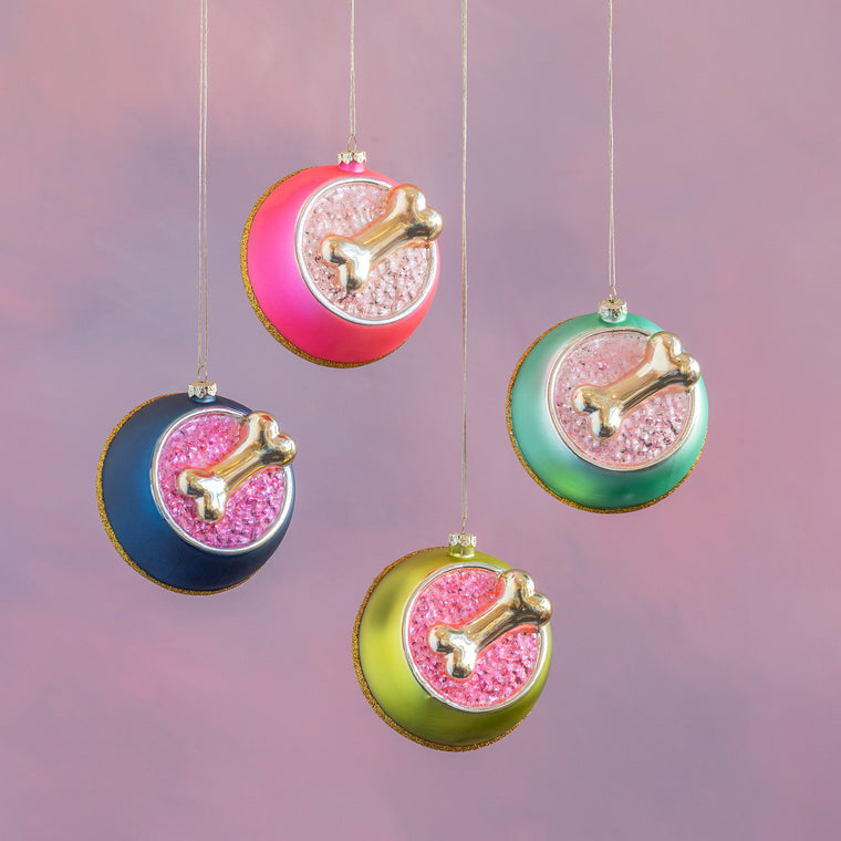 Pink Puppy Dog Bowl Ornament