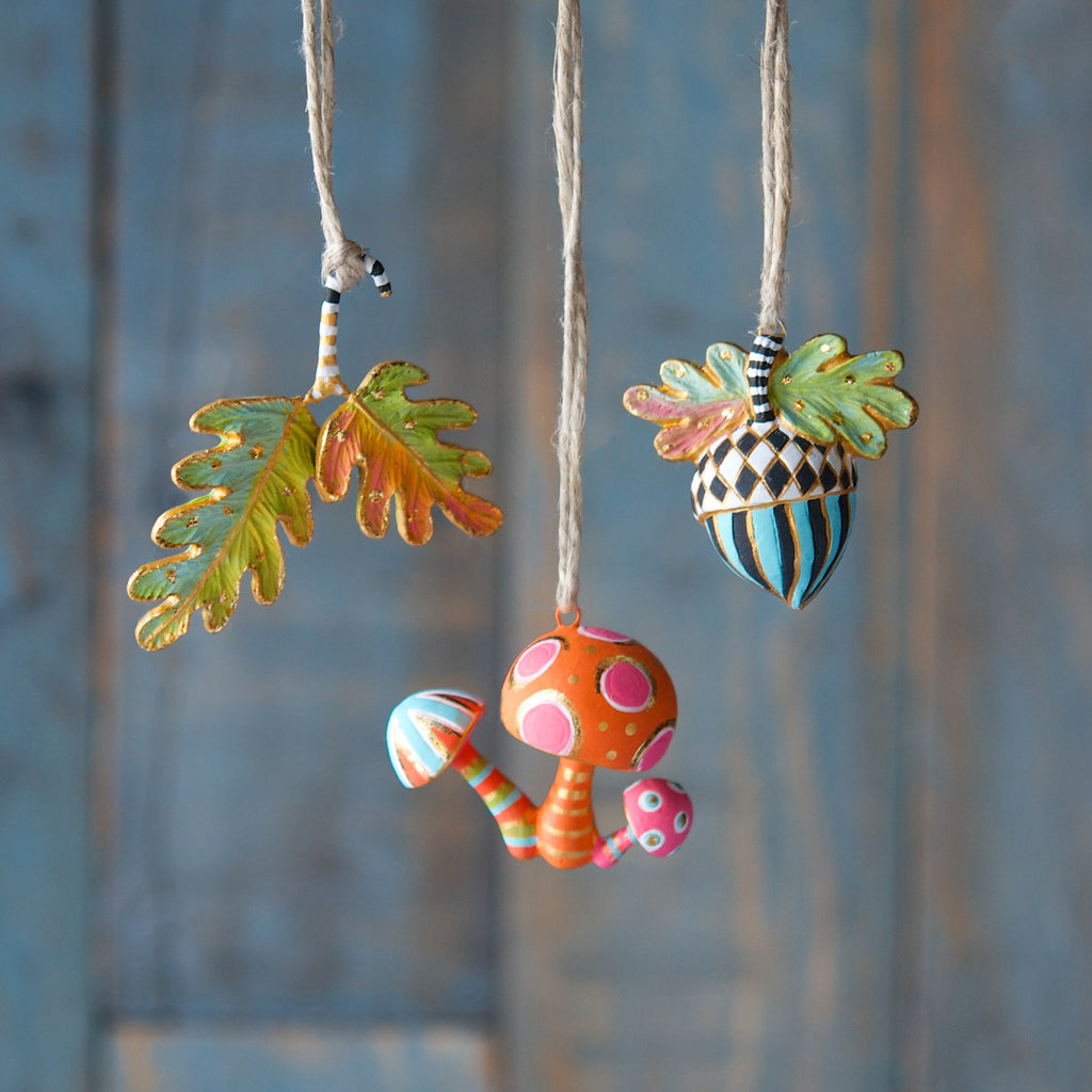 Acorn, Mushroom, Leaf Ornament (Retail Only)