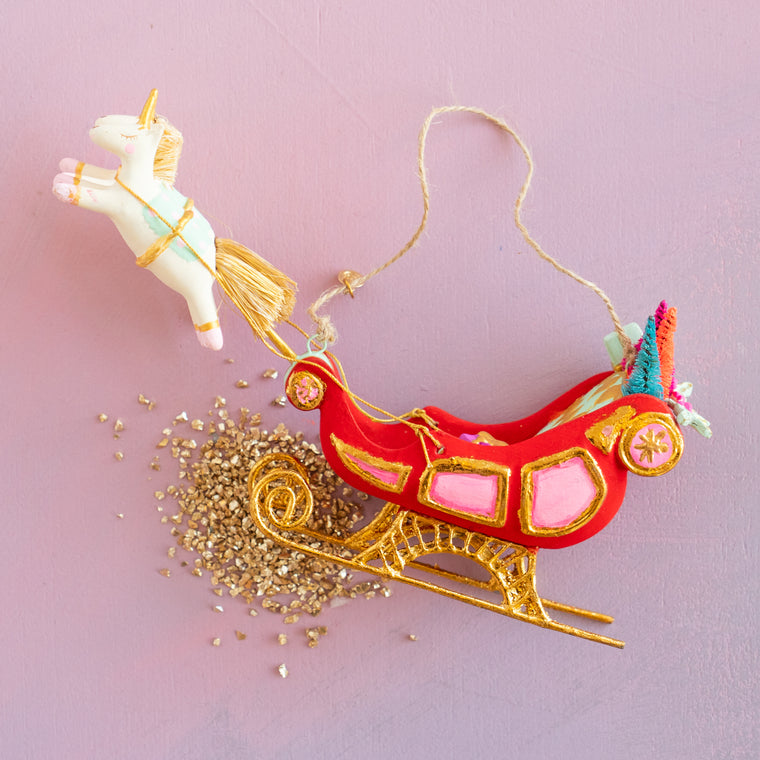 Red Parisian Sleigh Ornament