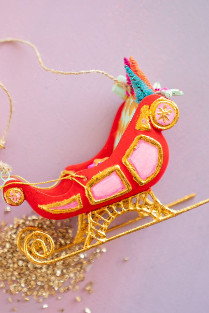 Red Parisian Sleigh Ornament