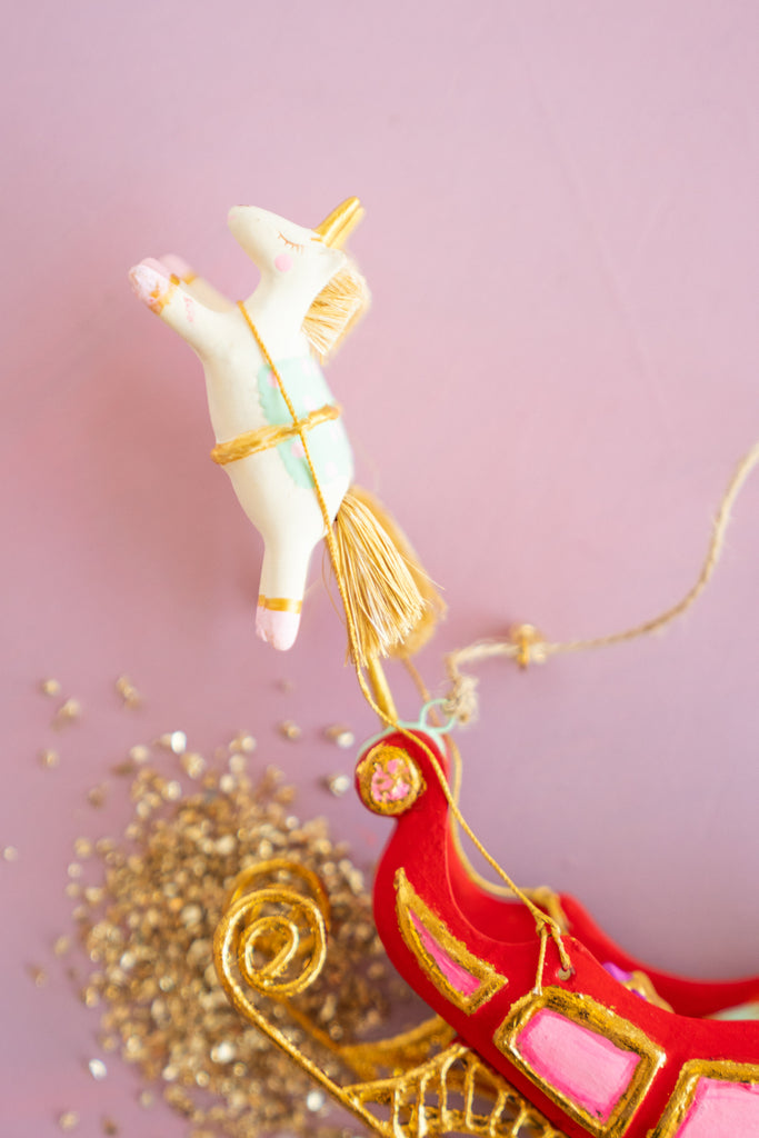 Red Parisian Sleigh Ornament
