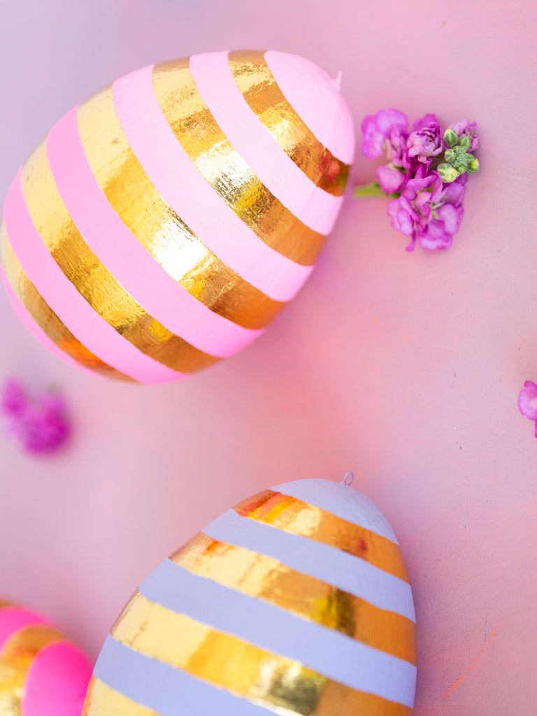 Petite Pastel Stripped Egg Ornament, Large
