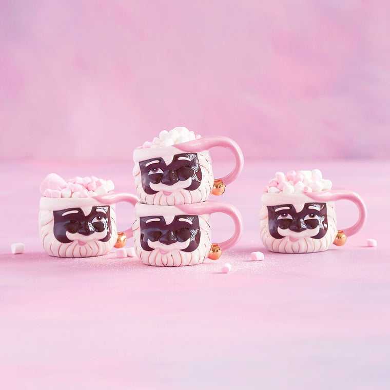 Papa Noel in Pink Mug, Black