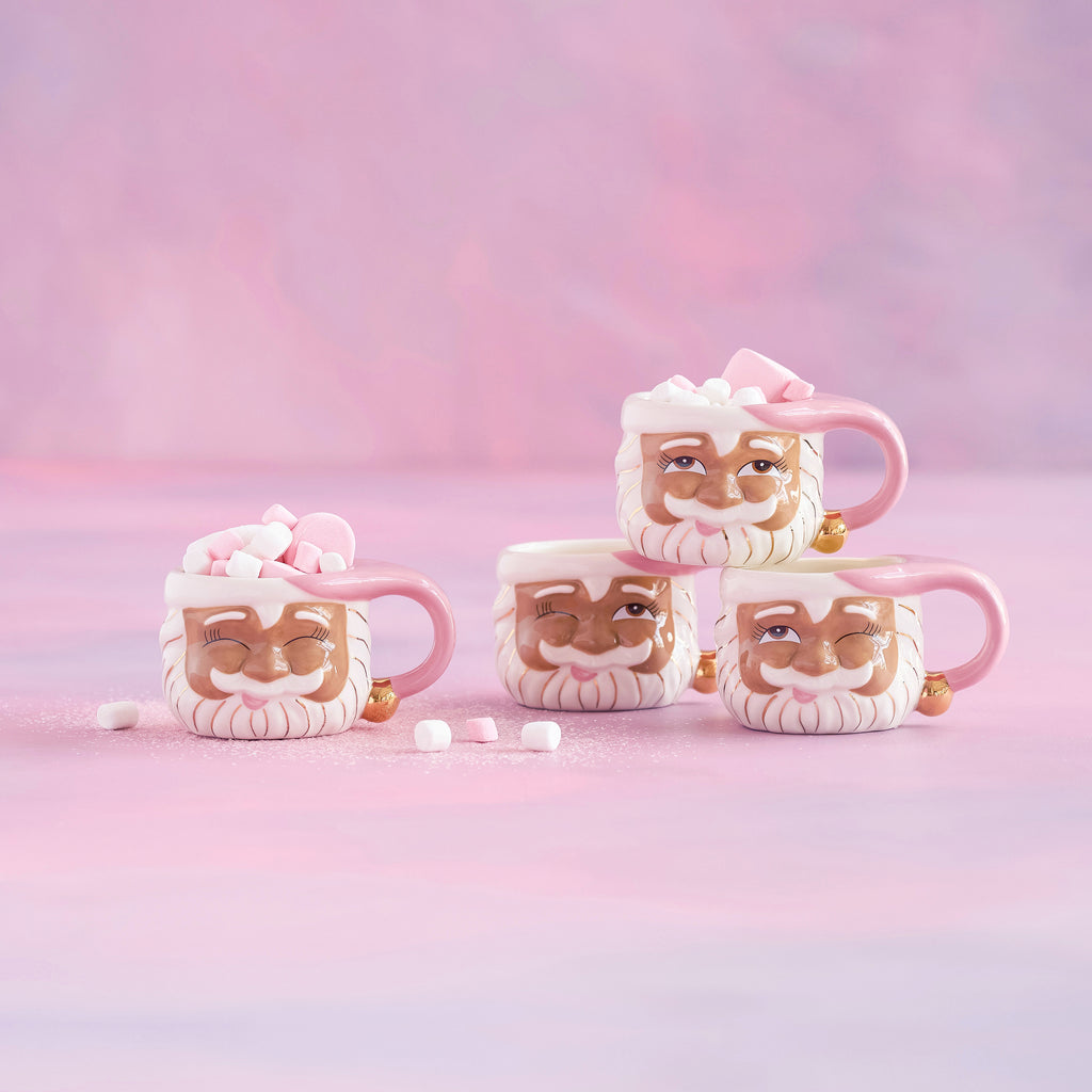 Papa Noel in Pink Mug Set