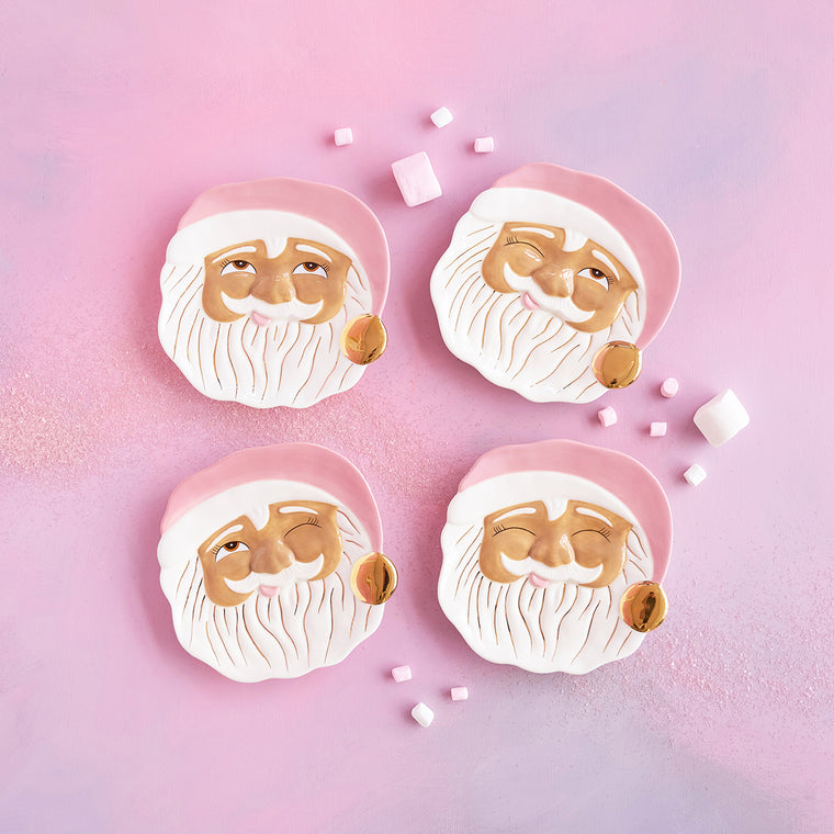 Papa Noel in Pink Cookie Plate, Brown