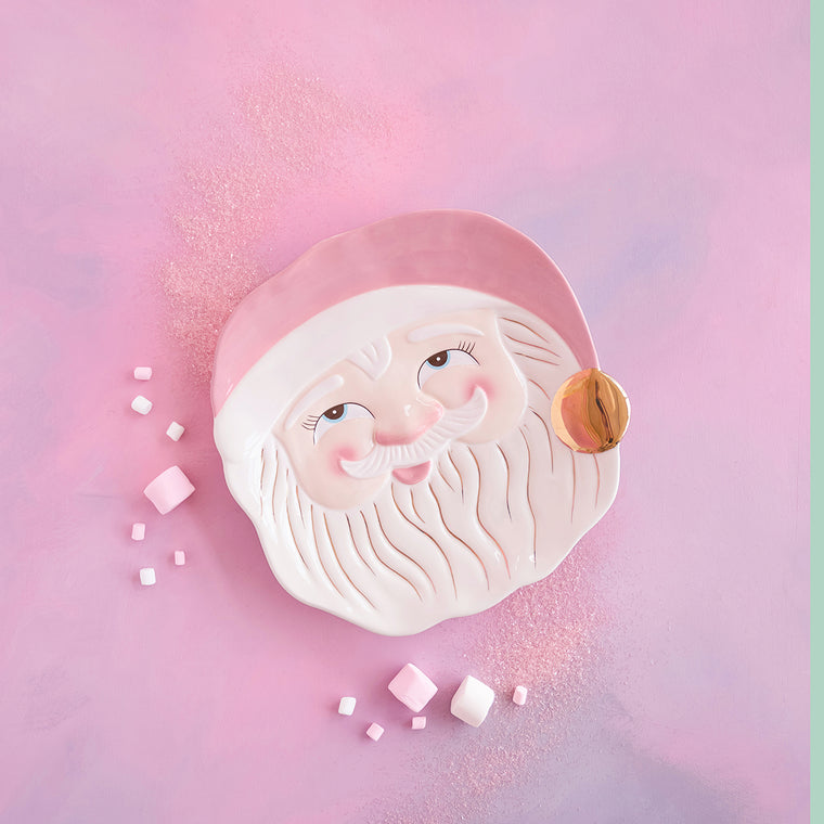 Papa Noel in Pink Platter, White