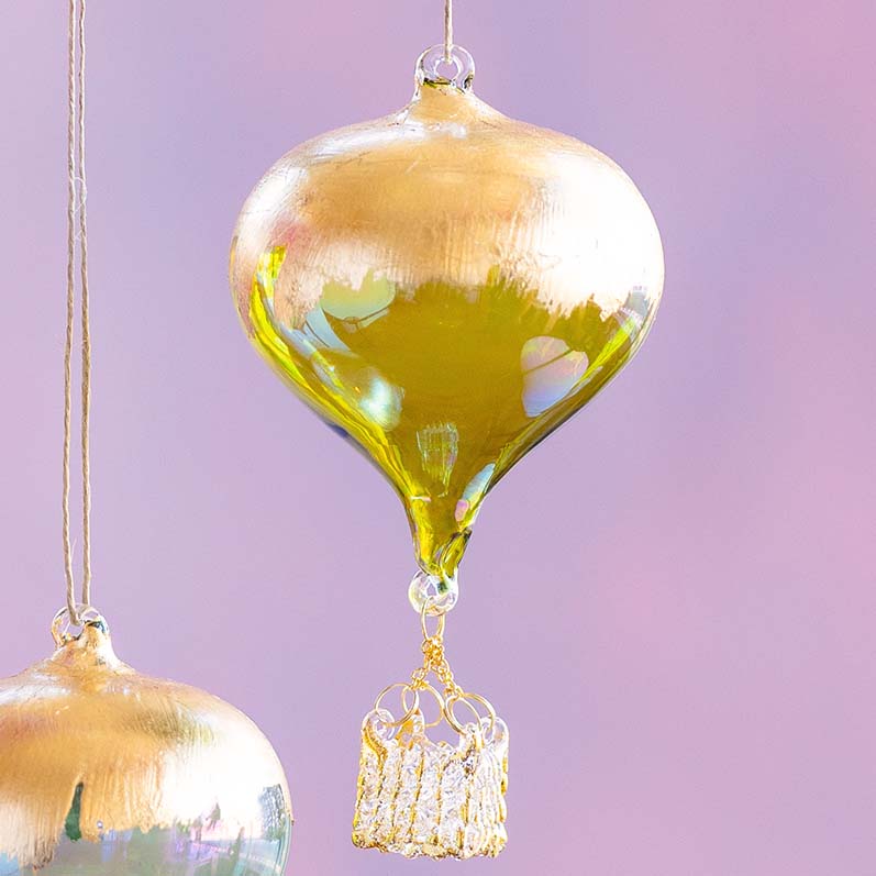 Gold Leaf Hot Air Balloon Ornament