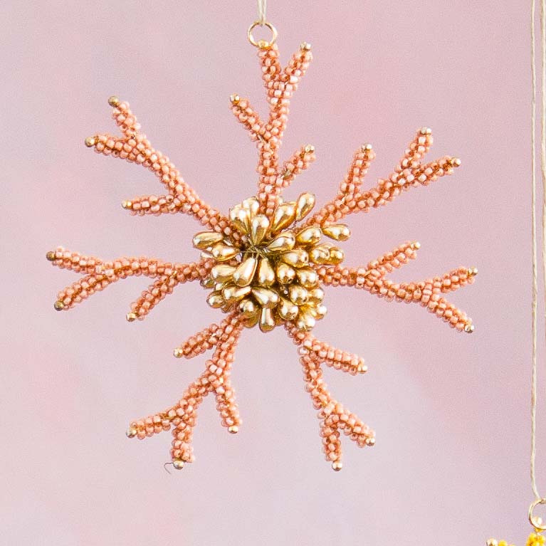 Coral Beaded Ornament
