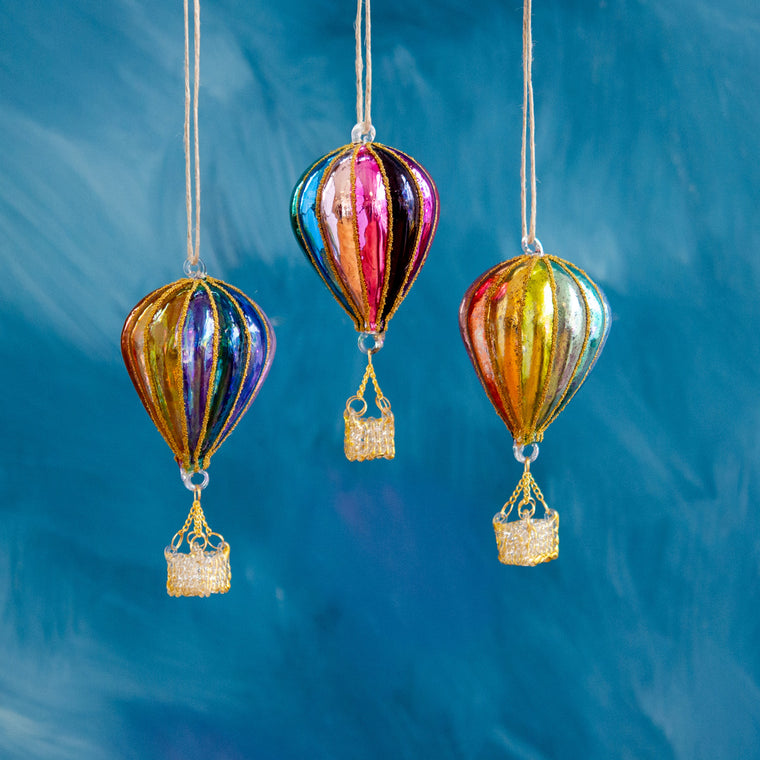 Rainbow Hot Air Balloon Ornament