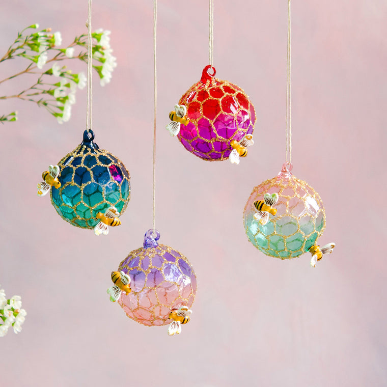 Honeycomb Bee Ball Ornament