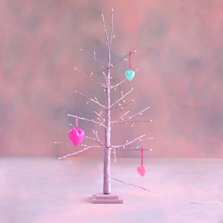 Small Pink Tree with Warm White Lights