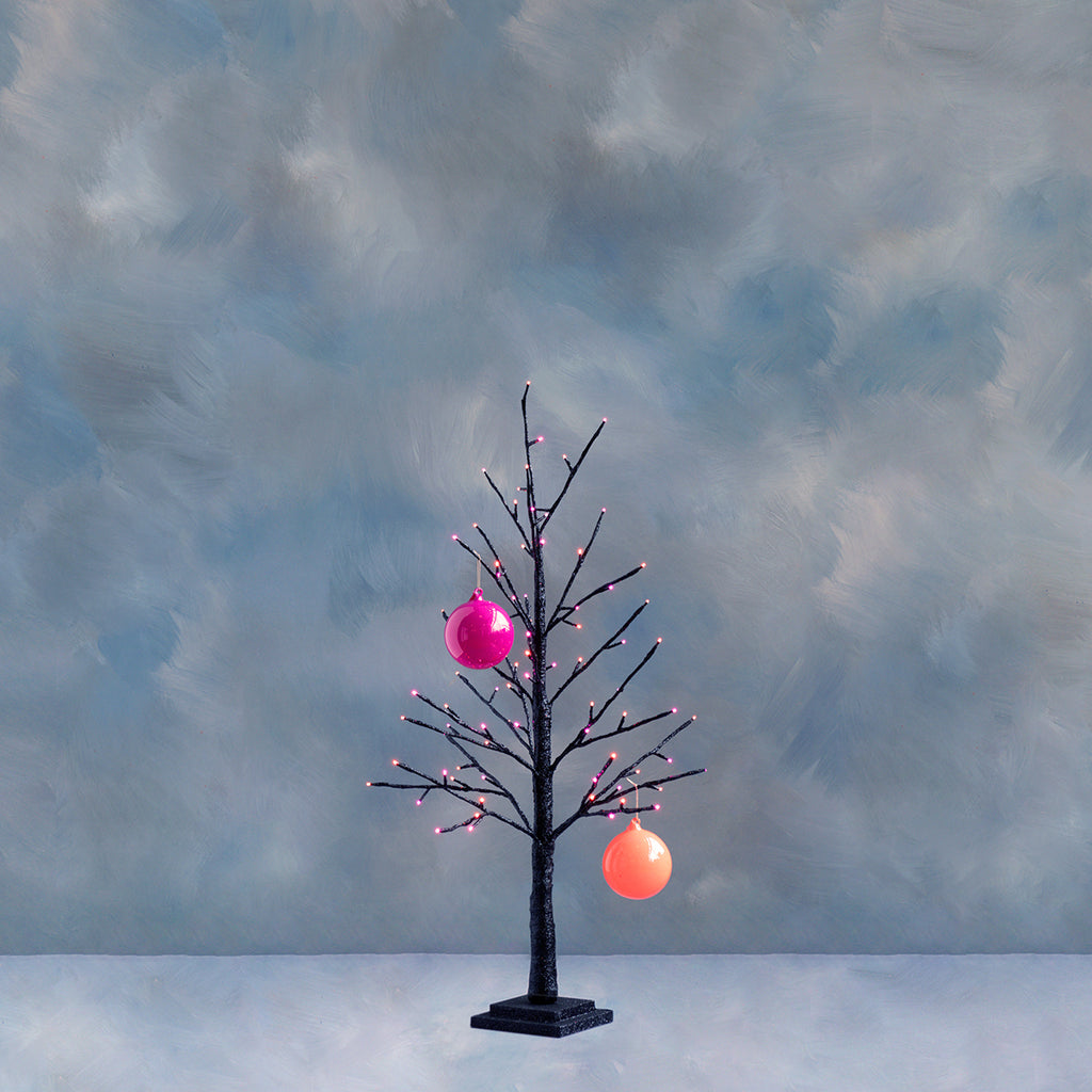 Small Halloween Tree with Pink & Orange Lights