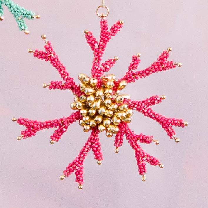 Coral Beaded Ornament