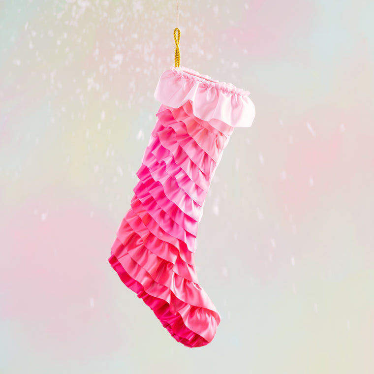 Pink Rows of Ruffles Stocking