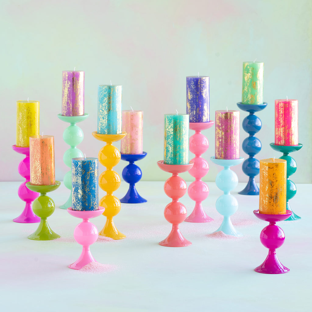 Gold Leaf Rainbow Pillar Candle