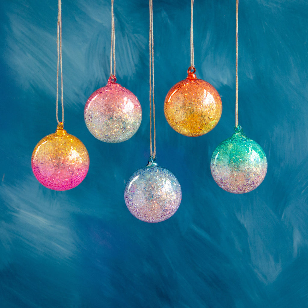 Iridescent Glitter Ball Ornament