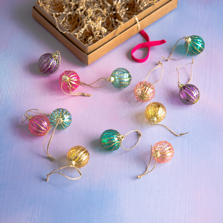 Box of Showy Sphere Ornament, Set of 12