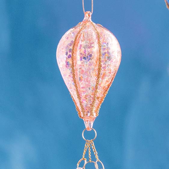 Small Rainbow Hot Air Balloon Ornament