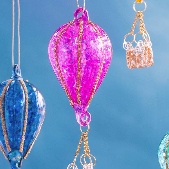 Small Rainbow Hot Air Balloon Ornament
