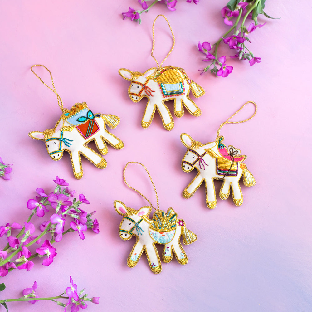 Beady Embellished Burro & Friends Ornament
