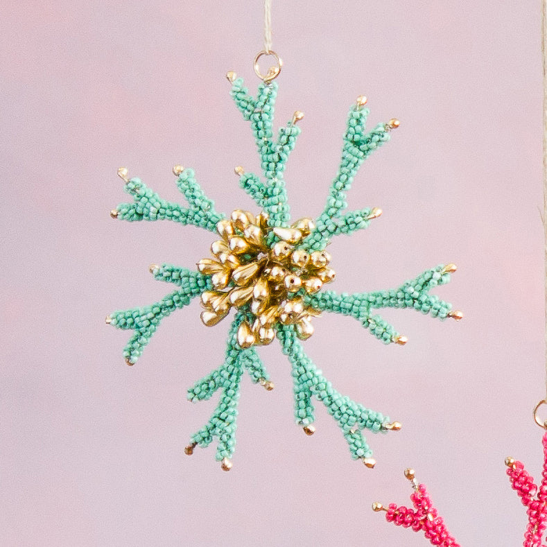 Coral Beaded Ornament