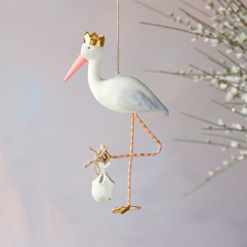 Royal Stork Ornament, Pink