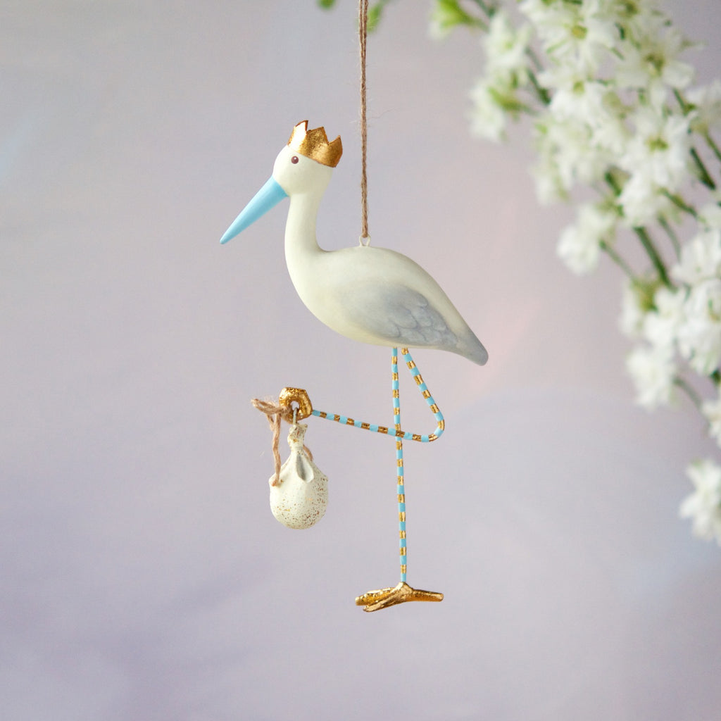 Royal Stork Ornament, Blue