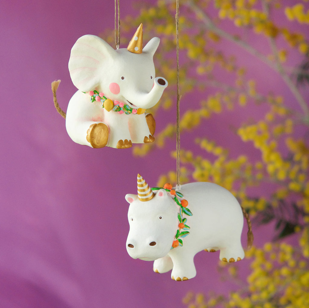 Pongo the Hippo and Bongo the Elephant Ornament (2 Assortment)